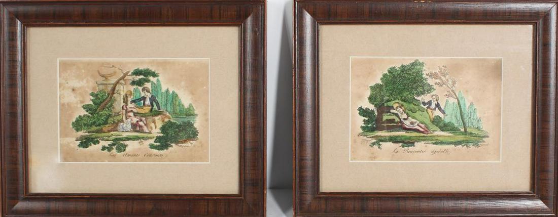 Pair of Antique French Courtship Prints (1 of 6)