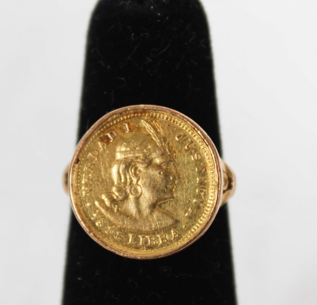 22k Gold Coin Ring Peru's "Truth of Justice": 22k Gold Coin Ring Peru's "Truth of Justice" Size: 4.