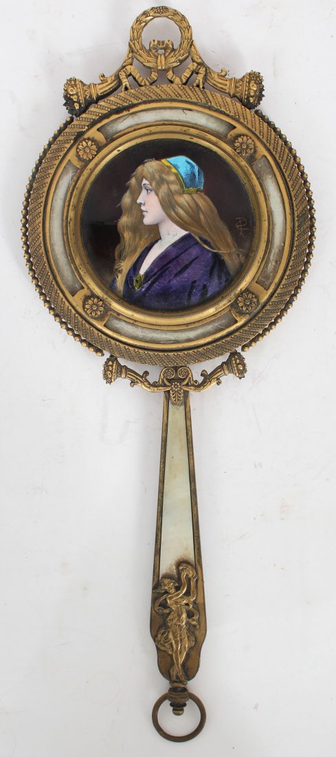 French Enamel on Copper Hand Mirror (1 of 5)