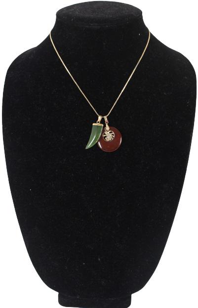 Two 14K Chinese Stone Pendants and Chain (1 of 6)