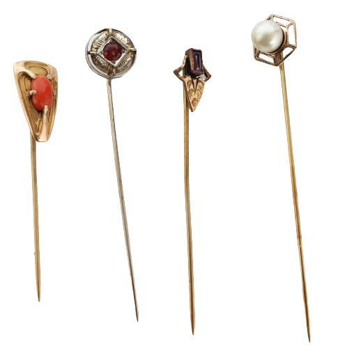 (4) 14K Stick Pins w Various Stones (1 of 6)
