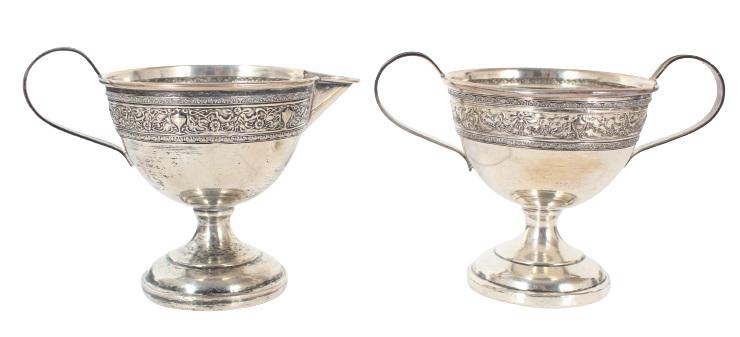 (2) Engraved Sterling Silver Cream & Sugar Set (1 of 6)
