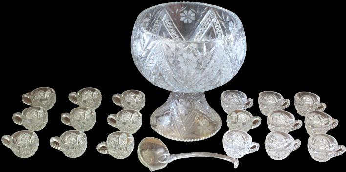 Vintage Cut Glass Punch Bowl Set (1 of 8)