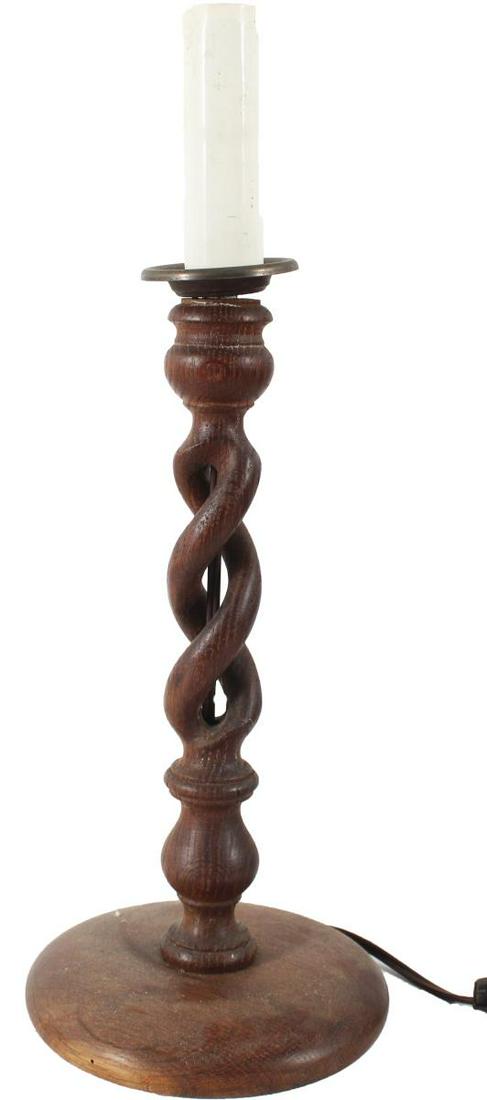 Antique Carved Barley Twist Candlestick Lamp (1 of 6)