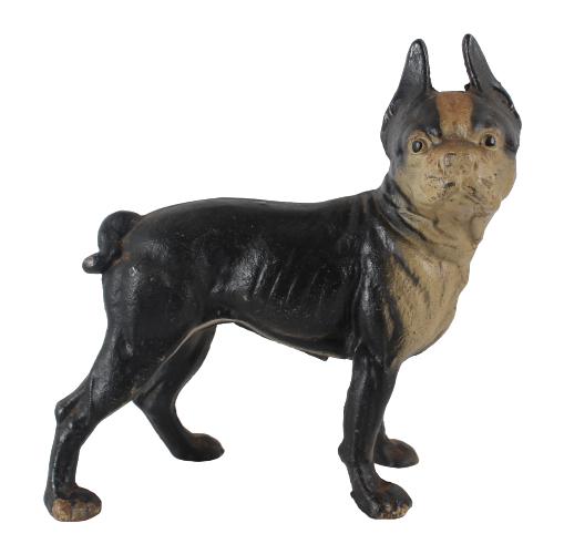 Antique Cast Iron Boston Terrier Door Stop: Antique Cast Iron Boston Terrier Door Stopas is.Size: 11 x 10 in. Location WAREHOUSE