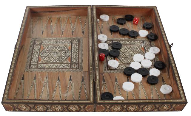 Vintage Marquetry Wood Backgammon Set (1 of 7)