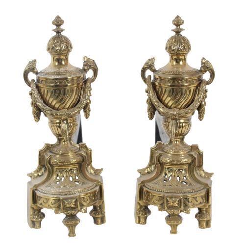 Pair of Ornate Brass Andirons (1 of 5)