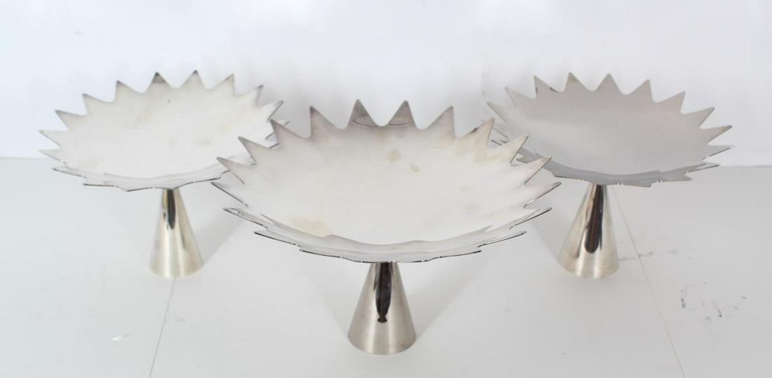 3 Mesa Silver-Plate Starburst Raised Serving Trays (1 of 5)
