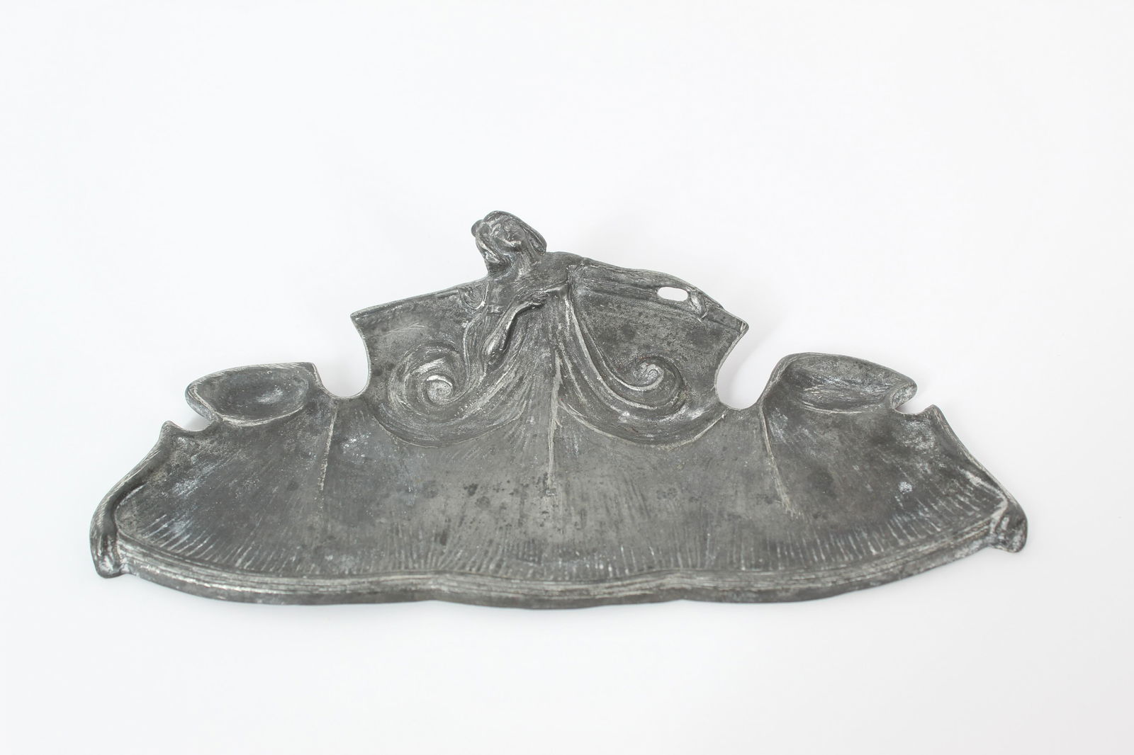 Art Nouveau Pewter Inkwell Tray (1 of 7)