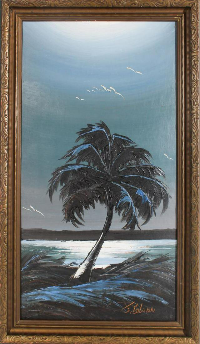 James Gibson Original Florida Highwayman Painting: James Gibson Original Florida Highwayman Painting, signed oil on board. The Highwaymen were a group of young African-American landscape and skyscape artists who painted their way out of the despair aw