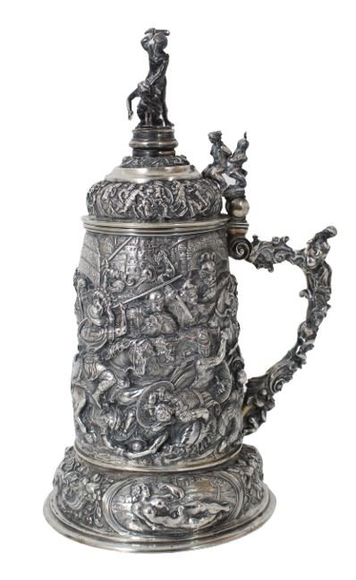 Important Hanau 19th C Silver Panoramic Tankard (1 of 9)