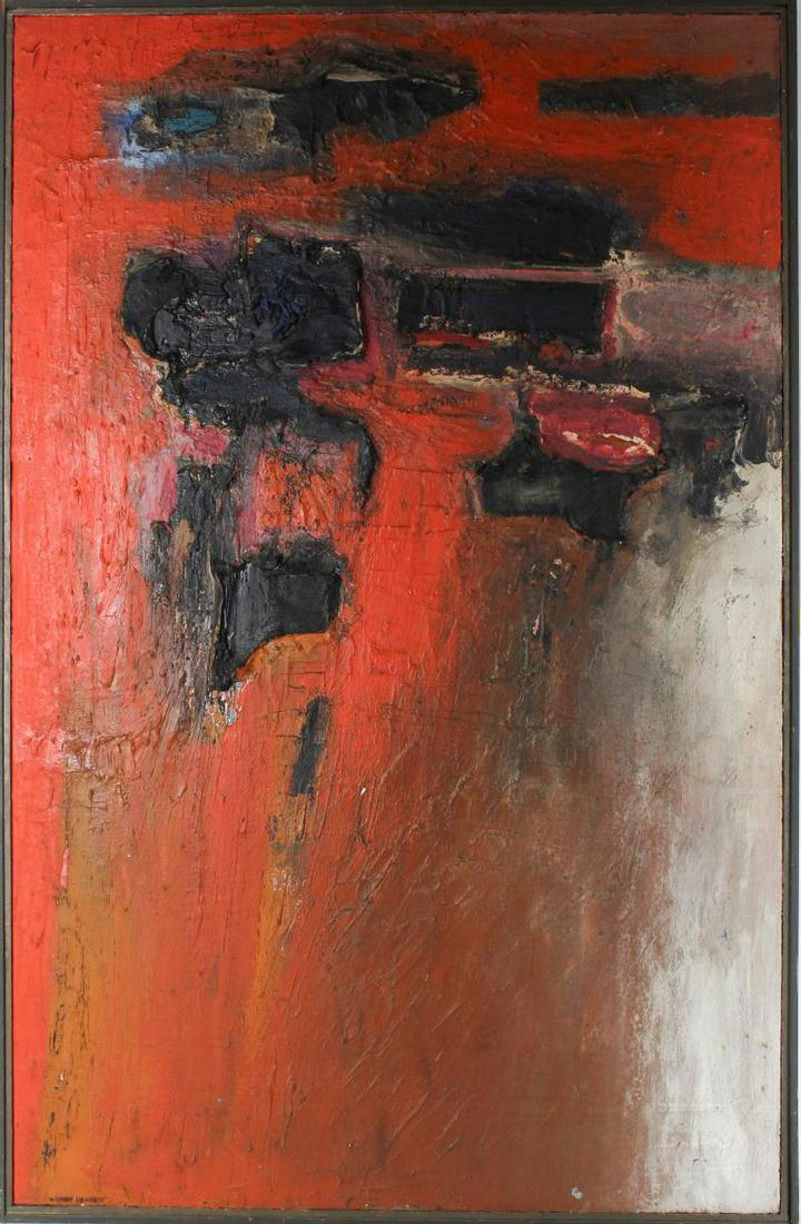 Lundy Siegriest (1925-1985) American, Oil/Canvas: Lundy Siegriest (1925-1985) American. Large abstract exhibited at the Bohemian Club, San Francisco. Titled "The Autumn" it is an early work painted in vivid colors and a thick impasto. Siegriest's wor