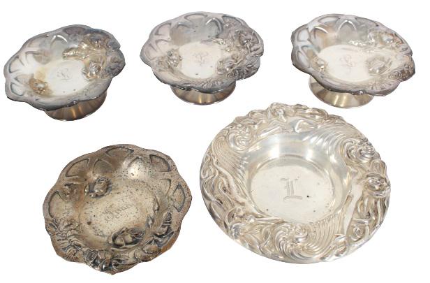 (5)Art Nouveau Repousse Sterling Compotes & Dishes (1 of 12)