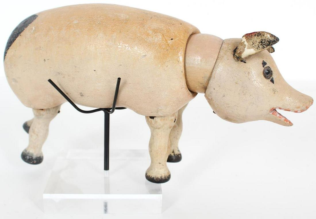 Antique Schoenhut Wood Carved Jointed Pig Toy (1 of 7)