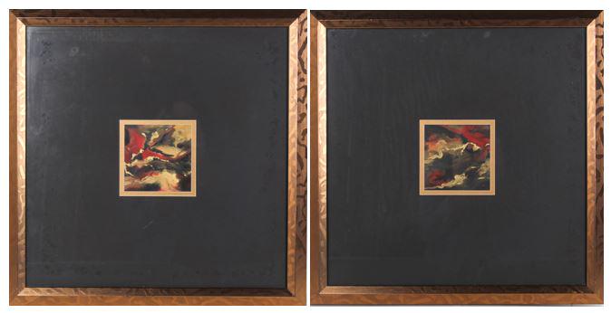 Pair of Abstract Watercolors, Signed (1 of 8)