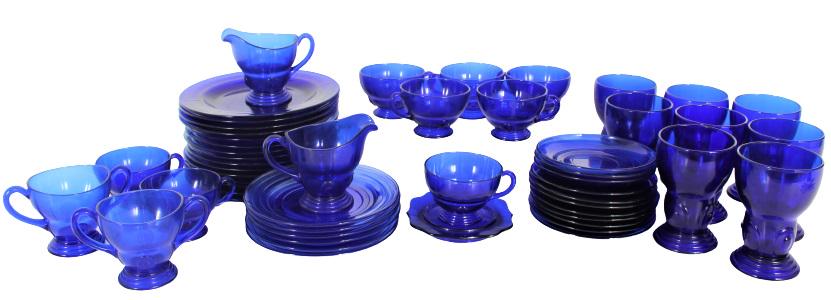 (60) Pcs Cobalt Blue Glass Dish Set (1 of 17)