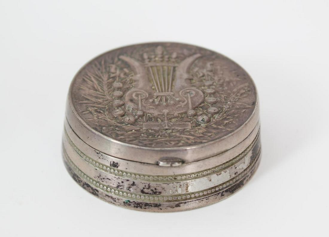 Antique Silver Snuff Box w Lyre (1 of 5)