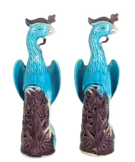 Pair of Chinese Export Turquoise Phoenix (1 of 6)