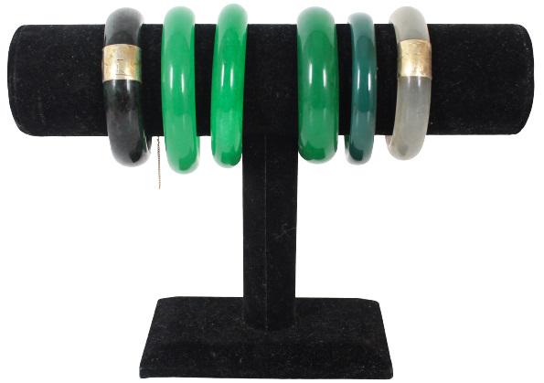 (6) Chinese Green Stone Bracelets (1 of 6)