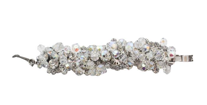 Costume Silver Beaded Clasped Bracelet: Costume Silver Beaded Clasped BraceletSize: 6 in. length w clasp