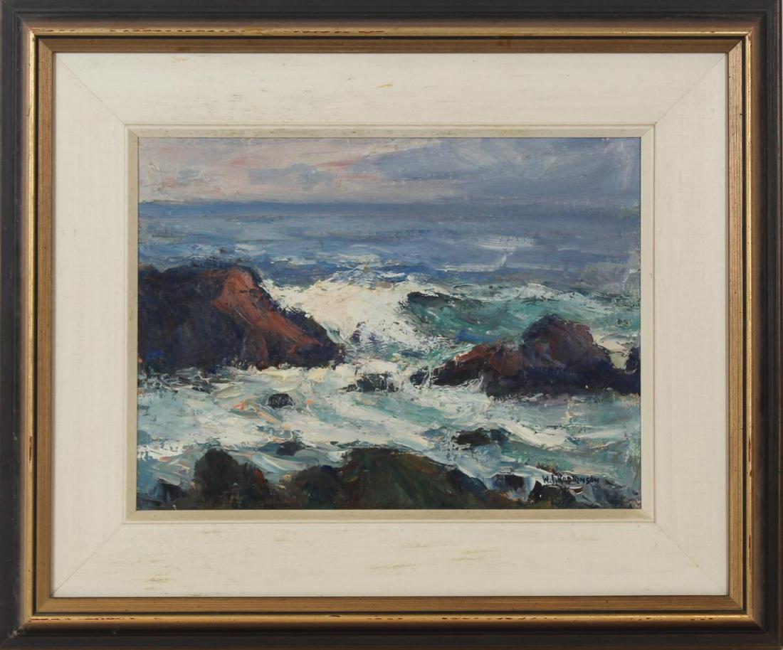 William John Hopkinson (1887-1970) Canada, Oil: William John Hopkinson (1887-1970) Canada, Oil. Signed lower right. "30 Miles from Gloucester, Mass 1956."A Canadian painter, draftsman and educator, William John Hopkinson’s mediums included oils (