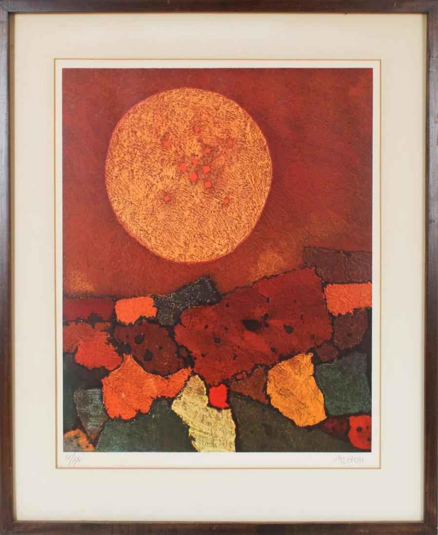 Abstract Sun Over Landscape, Signed Litho (1 of 5)