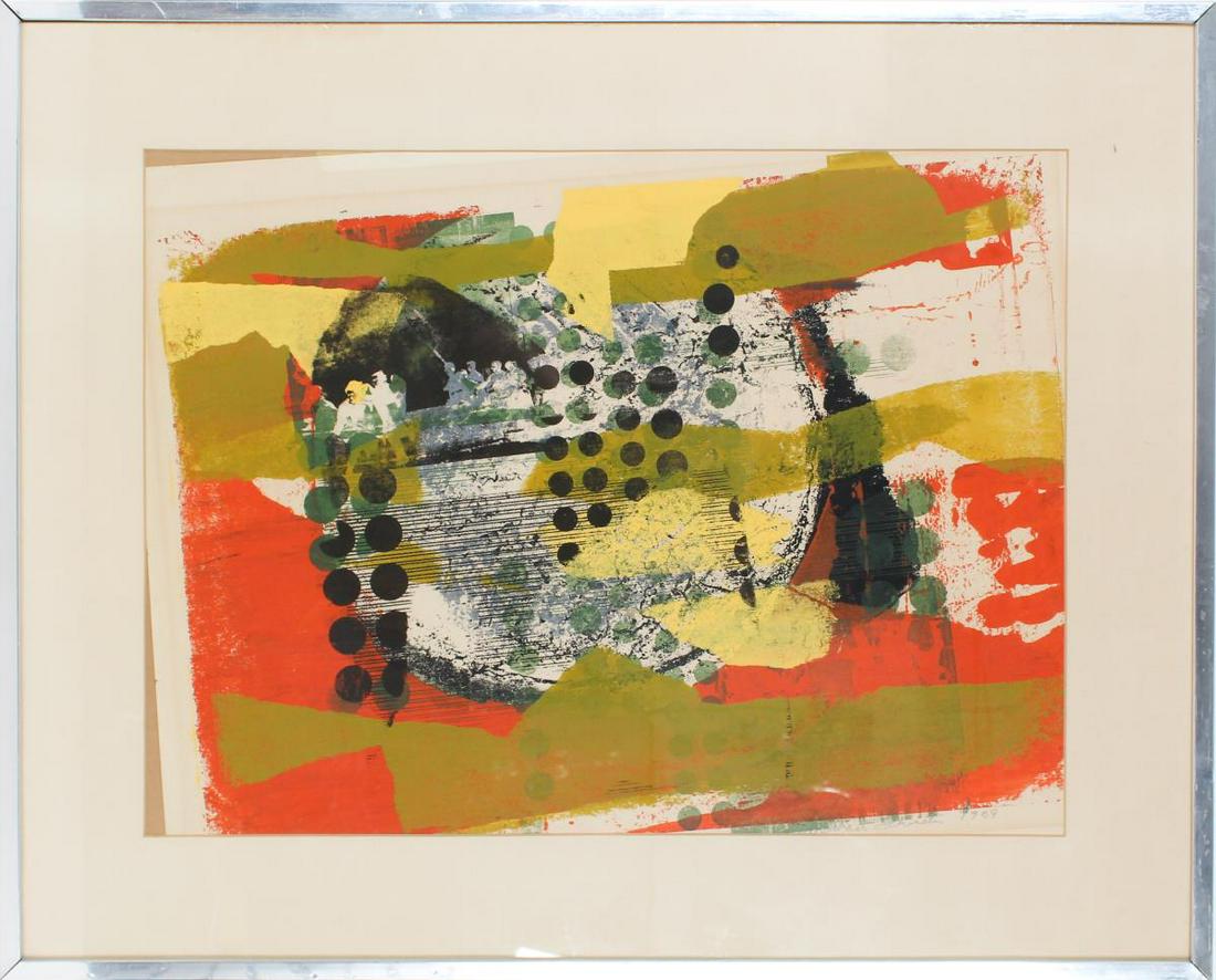 Abstract Imagery, Signed & Dated: Abstract imagery in orange, yellow, green-gold and black, signed and dated indistinctly lower right (S-- Schmelin?1909?). Overall Size: 25 x 31 in.Sight Size: 17 1/2 x 23 1/2 in.
