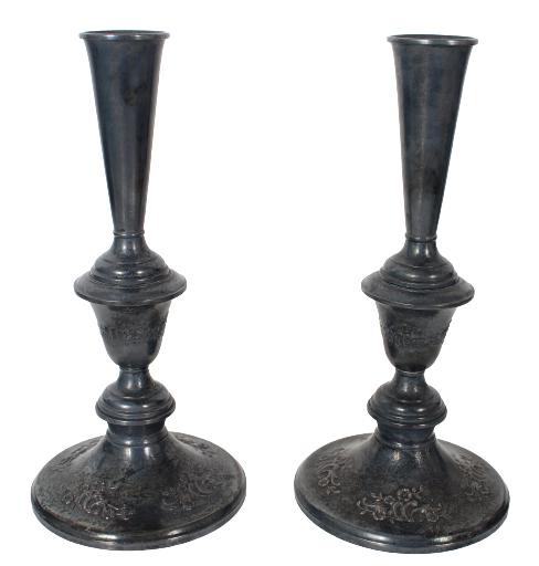 Pair of Gorham Candle Sticks, Weighted: Pair of Gorham Candle Sticks, Weighted. Size: 4 x 4 x 8 1/2 in.