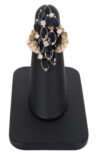 14K Diamond & Sapphire Cluster Ring (1 of 7)