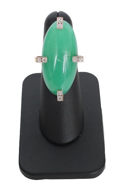 14K Green Chalcedony & Diamond Ring (1 of 8)