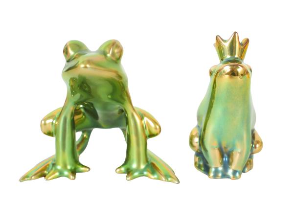 Pair of Zsolnay Iridescent Eosin Art Deco Frogs (1 of 10)