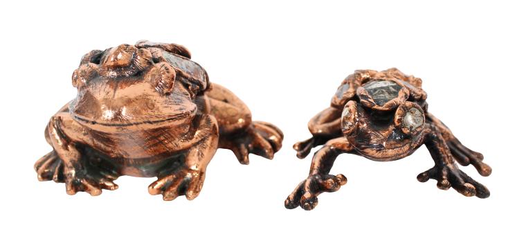 Pair of Frog Figures w Semi Precious Stone Inlay (1 of 9)