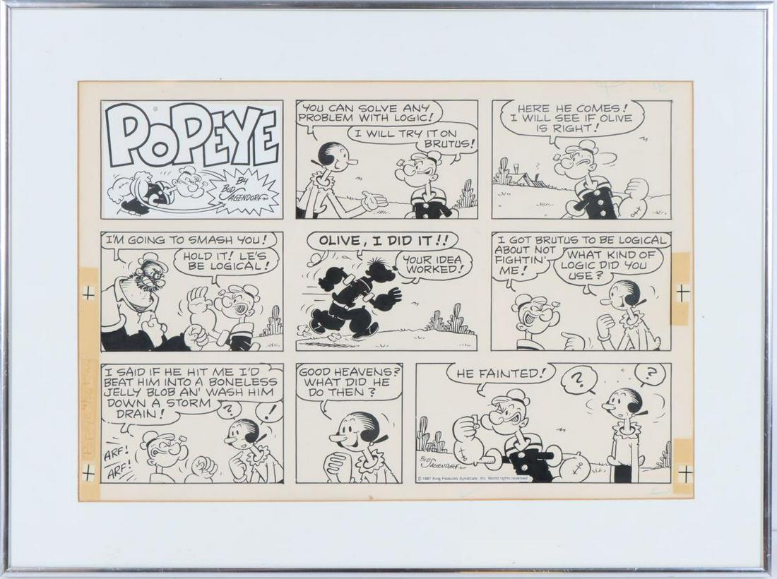 Popeye Sunday Comic Strip, Bud Sagendorf, 1987 (1 of 9)