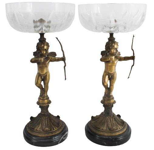 Pair of 19th C Cherub Pedestal Tazzas / Compotes (1 of 10)