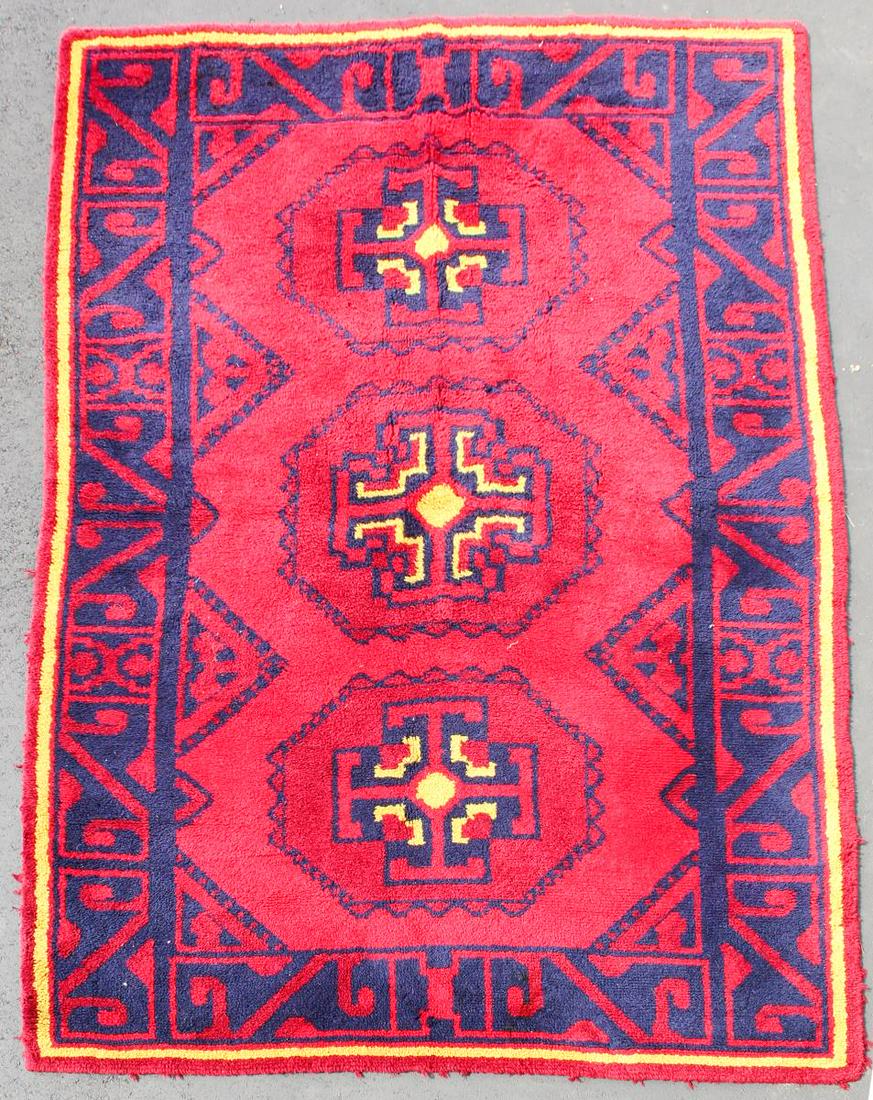 Red Geometric Wool Rug (1 of 3)