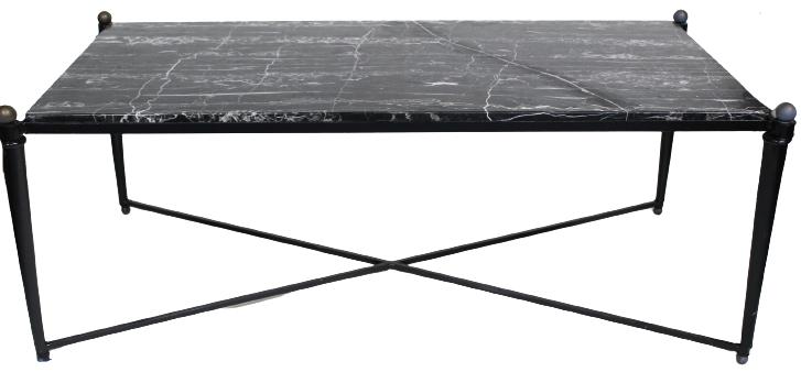 Italian Black Marble Coffee Table w/ Iron Base (1 of 5)