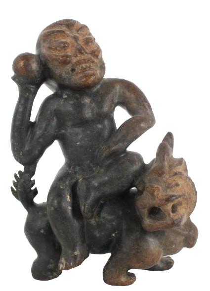 Chinese Carved Stone Immortal Riding Foo Dog/Lion (1 of 9)