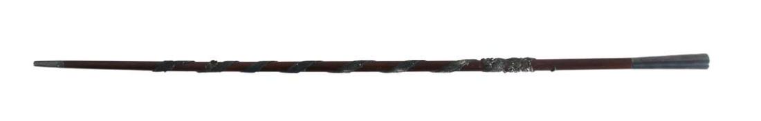 Chinese Wood Carved Wand w Dragon Enamel: Chinese Wood Carved Wand w Dragon Enamel Size: 19 1/4 in.