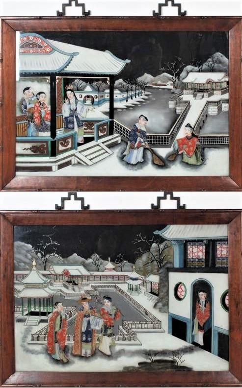 Pair of Chinese Reverse Glass Panels (1 of 7)