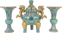 Chinese 3 Piece Gilt Cloisonne Garniture Set