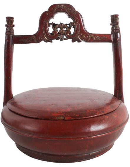 Antique Chinese Red Lacquer Wedding Basket (1 of 9)
