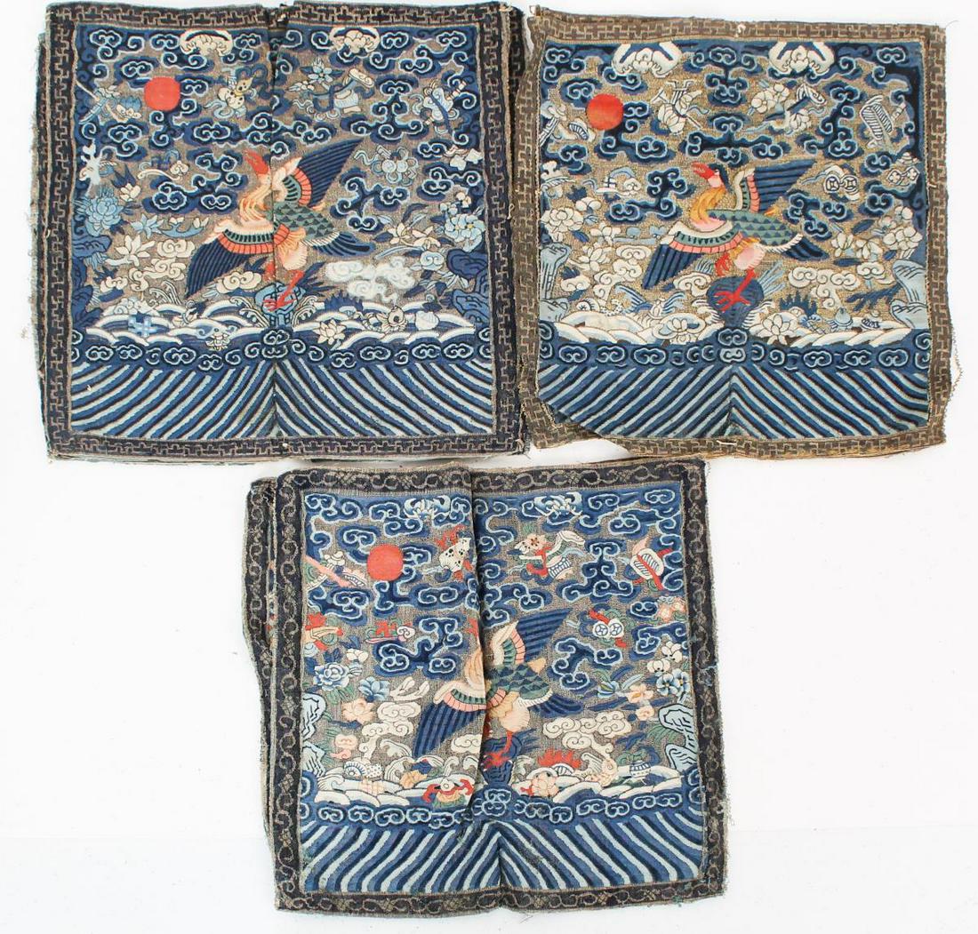 Three Chinese Square Rank Badges (Buzi) (1 of 9)