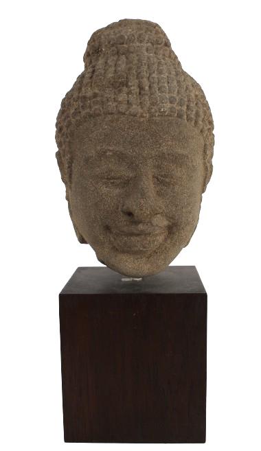 17th-19th C Thai Sandstone Head of a Buddha (1 of 7)