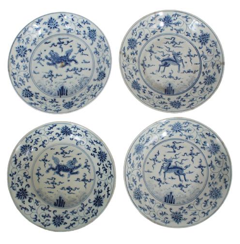 Set of Four Chinese Blue and White Porcelain Bowls (1 of 9)
