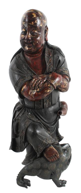 Chinese Painted, Gilt Wood Figure of Liu Hai (1 of 8)