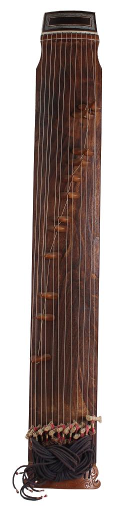 Chinese Zither Inlaid Wooden Harp: Chinese Zither Inlaid Wooden Harp. Needs a few strings redone.Size: 57 x 10 x 4 1/2 in.
