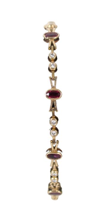 14K Gold Ladies Bracelet w Diamonds & Rubies 11g (1 of 12)
