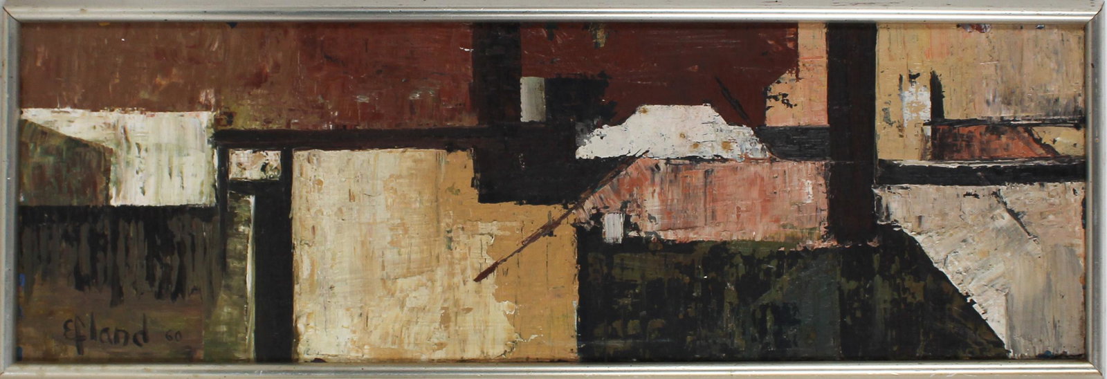 Mid-Century Modern Abstract, Signed Oil/Board (1 of 4)
