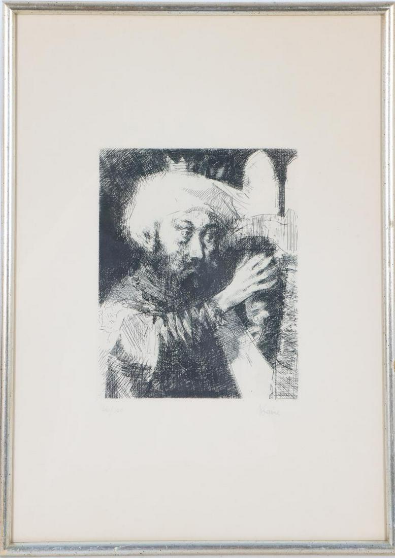 Jack Levine (1915 - 2010) NY / Mass, Etching: Jack Levine (1915 - 2010) New York / Massachusetts artist. Signed in pencil lower right. Etching edition 66/100 lower left. Featuring "King David." Born and raised in the south end of Boston, Jack Lev