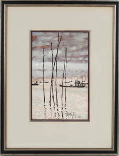 Rene Genis (1922-2004) French/b Vietnam, WC: Watercolor signed dated 1969 and inscribed. Overall size: 19 1/2 x 15 in. Sight size: 11 x 7 in.2